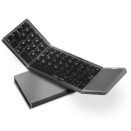 Acoucou Tri-Fold Bluetooth Keyboard with Touchpad – Portable & Rechargeable for Android, iOS & Windows