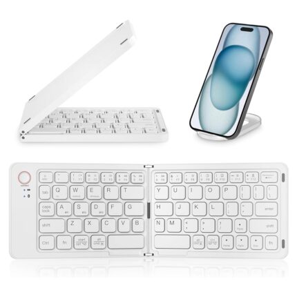 TECPHILE Foldable Bluetooth Keyboard – Portable, Multi-Device, Silent & Rechargeable